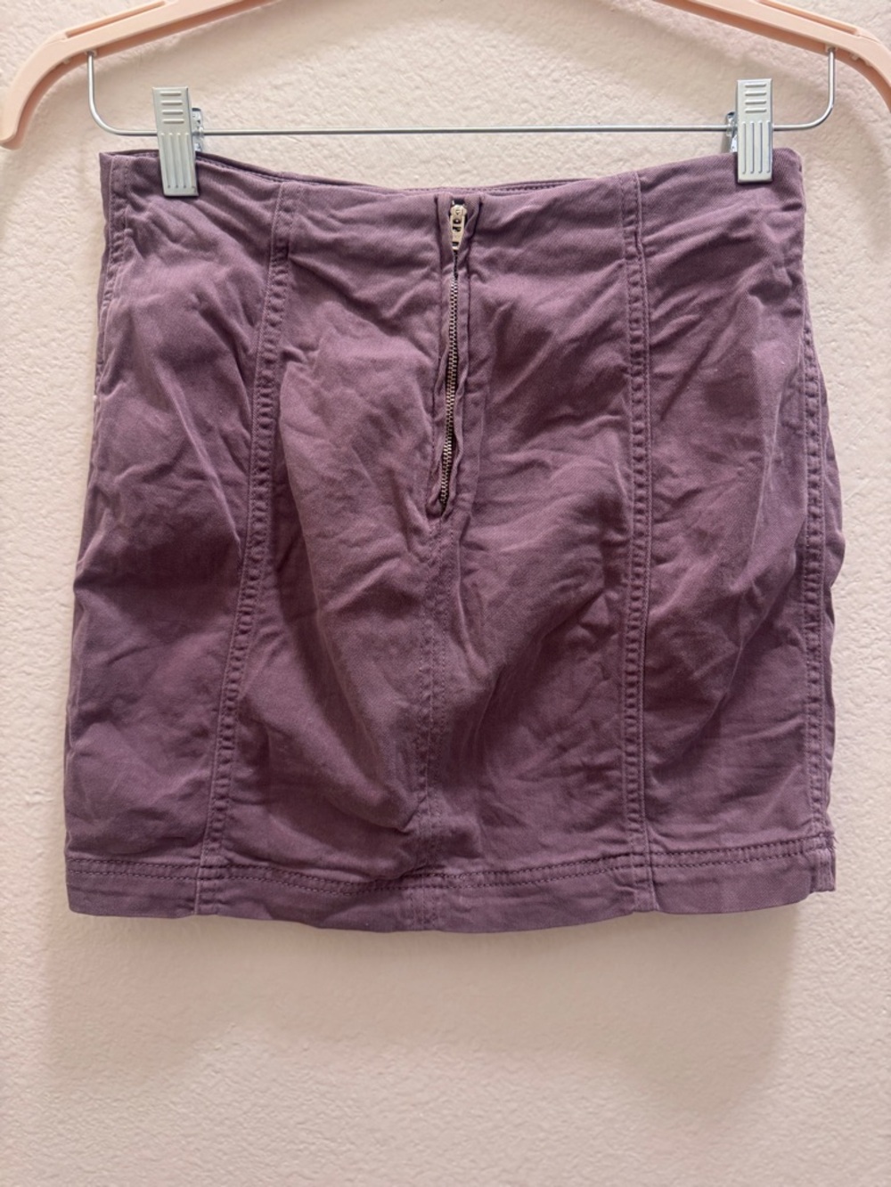 Free People Lavender Mauve Stretch Denim Mini Skirt, Size 6 - Picture 3 of 5